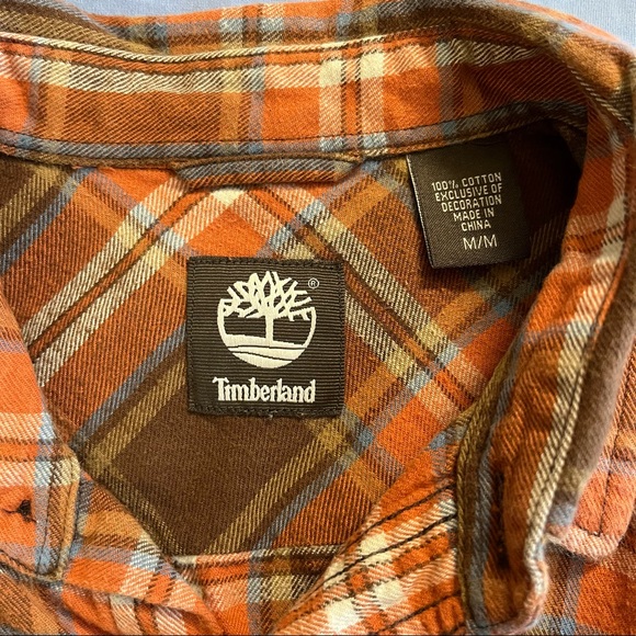 Timberland M brown orange and blue men’s button-up - Picture 2 of 5